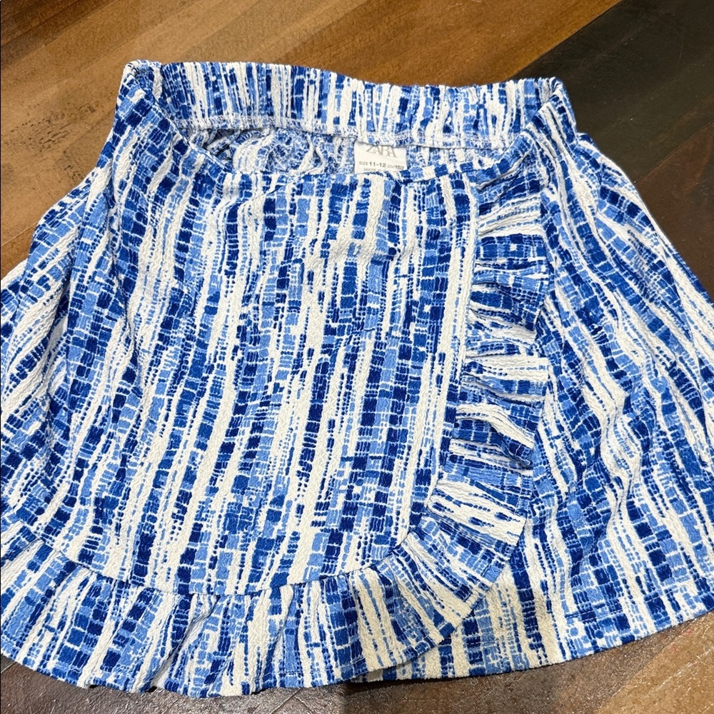 Zara Kids Blue and White Textured Skort